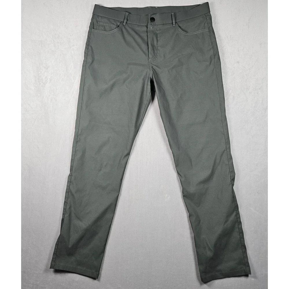 Greyson Wainscott 5 Pocket Pants Mens 38/32 Gray/Green Technical Golf Trousers